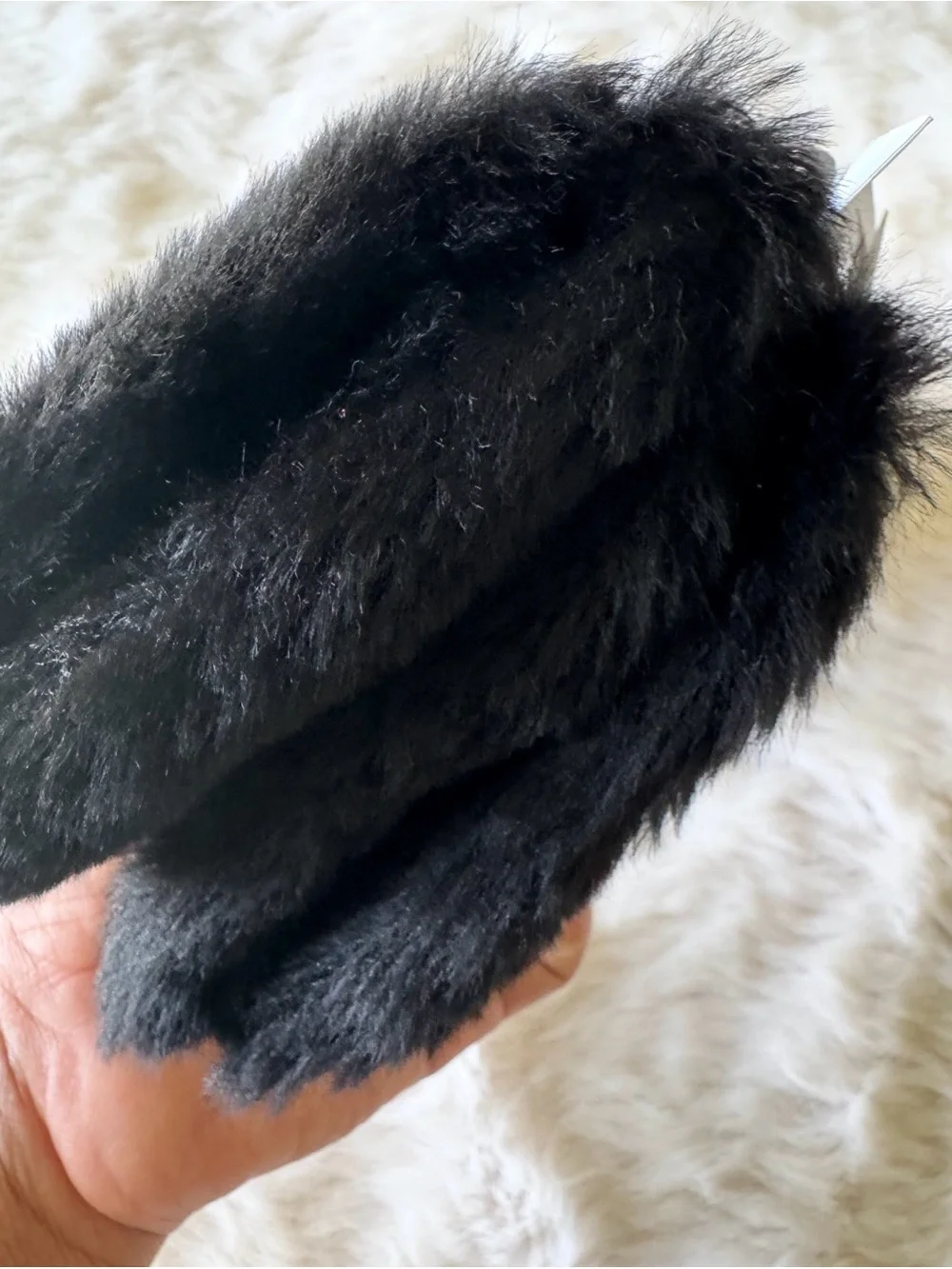 UGG Black Suede-Look Faux Fur Trim Women's Gloves